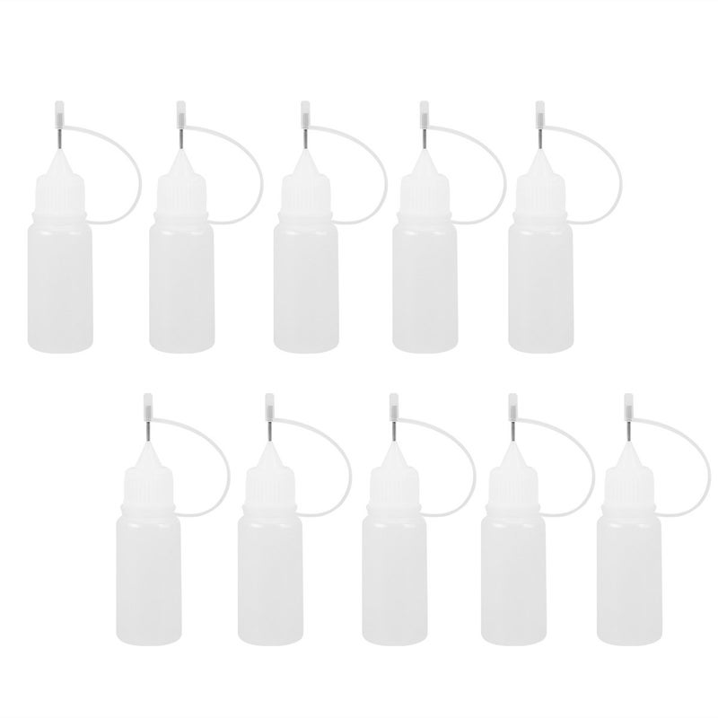 rosenice Needle Bottle 10ml Needle Tip Glue Bottle Applicator for DIY 10Pcs(White) - Image 1